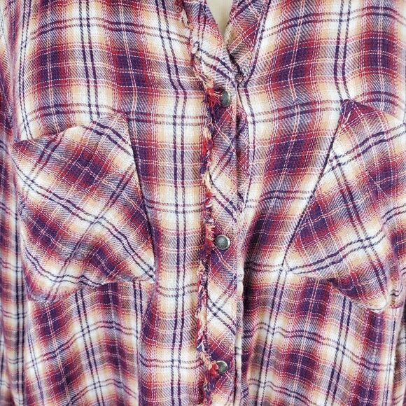 William rast distressed trim pearl snap flannel - Picture 8 of 8